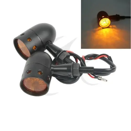

Motorcycle Black Chrome Cast Aluminum Drilled Indicators Turn Signals Cafe Racer Retro for Harley Choppers 10mm Hole