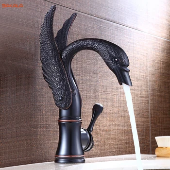 

BAKALA Black Goose Deck Mounted ORB Waterfall Faucet Oil Rubbed Bronze Bathroom Basin Sink Mixer Tap