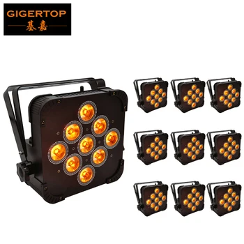 

Freeshipping 10XLOT Iron Case Wireless DMX Led Par Cans 9*15W RGBWA Wireless, Master/slave, Auto, Sound Active Stage Par Cans
