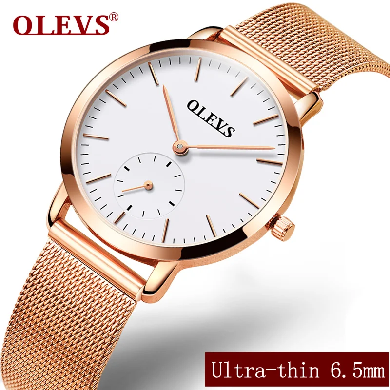 OLEVS Brand Stainless Steel Analog Quartz Watch Super slim Casual Wristwatch Japanese Movement Ladies Watches relogio