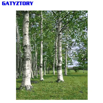 

GATYZTORY Frameless Birch Forest DIY Painting By Numbers Landscape Modern Wall Art Picture Paint By Numbers For Home Decor Drop