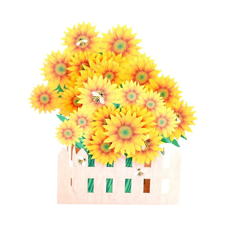 

3d Pop Up Sunflower Flower Greeting Card Christmas Birthday New Year Invitation Cards & Invitations Party Supply