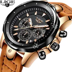 2018 Новый Для мужчин часовой бренд LIGE Спорт Бизнес Для мужчин кварцевые часы LIGE Повседневное модные Водонепроницаемый военные мужские