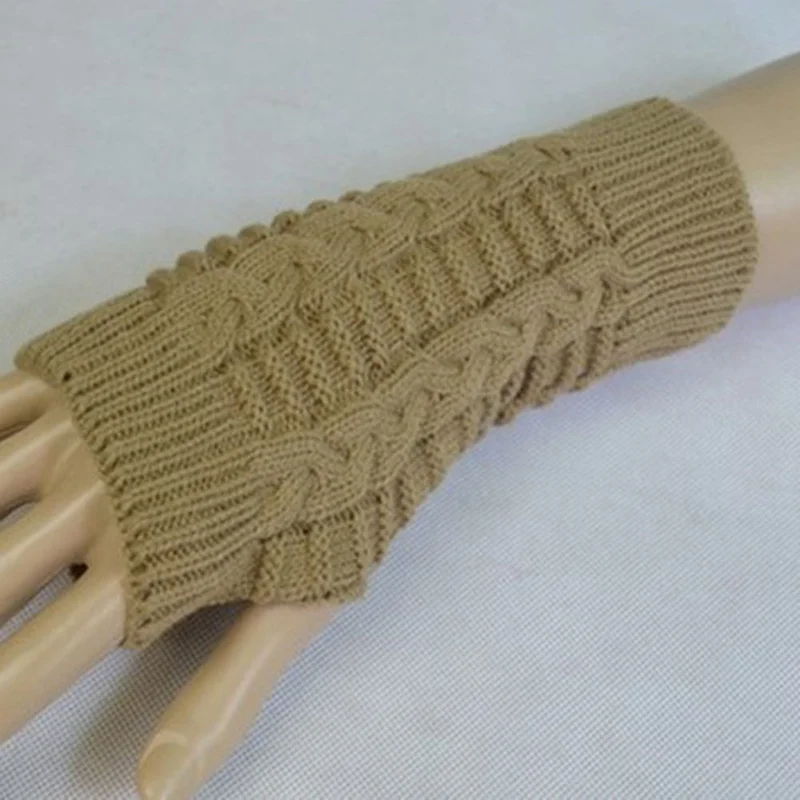 Высококачественные женские перчатки, Стильные теплые зимние перчатки для рук, женские вязаные перчатки из искусственной шерсти, теплые митенки без пальцев - Цвет: KK
