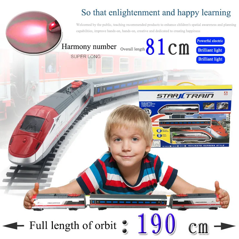 Классические игрушки на батарейках железнодорожный поезд электрический игрушечный Железнодорожный автомобиль со звуком и светильник