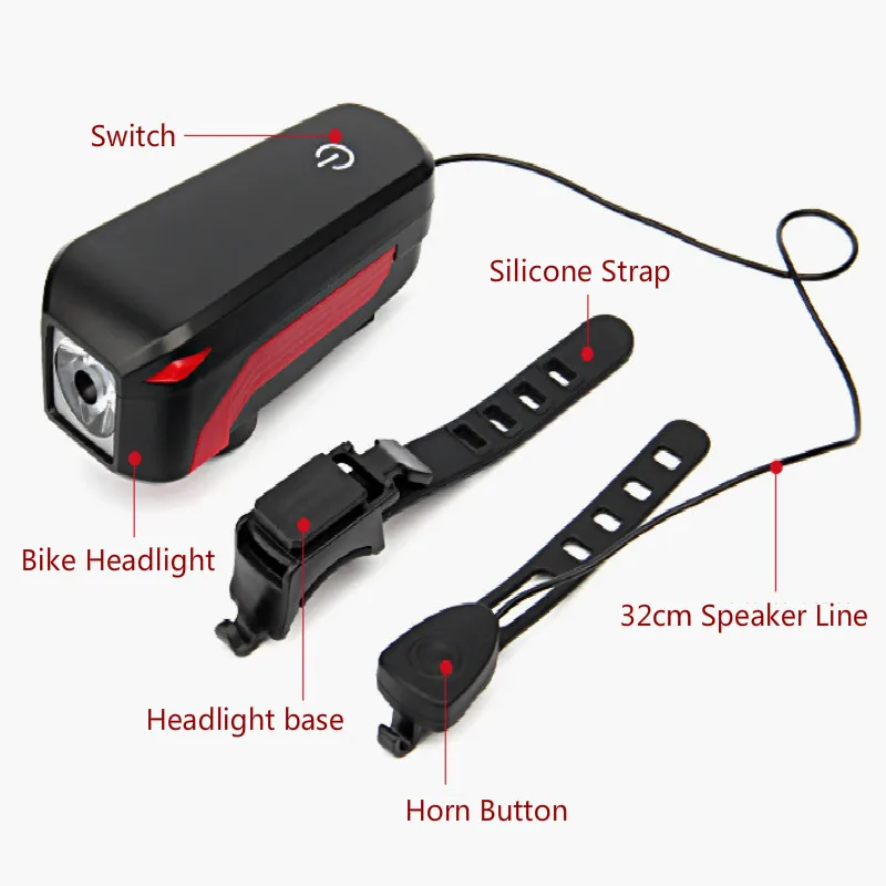 Велосипедные фары, рупорный USB Перезаряжаемый велосипедный звонок, электрический велосипедный рупор, водонепроницаемые велосипедные аксессуары, колокольчики