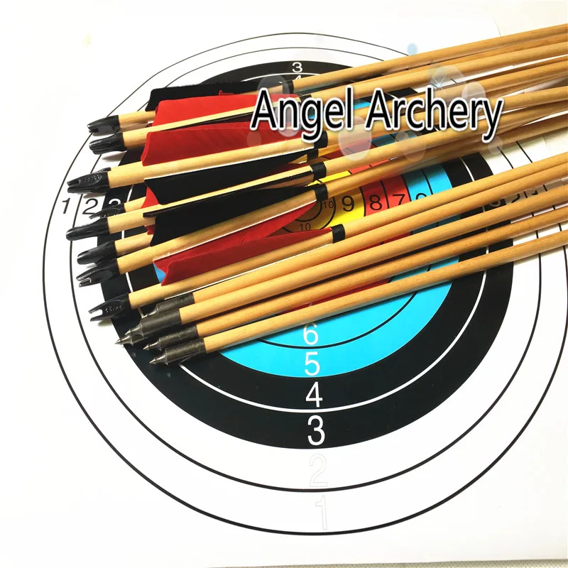 12PCS HANDMADE BLACK WOOD ARROWS HUNTING 125GR BROADHEADS ARCHERY FOR RECURVE