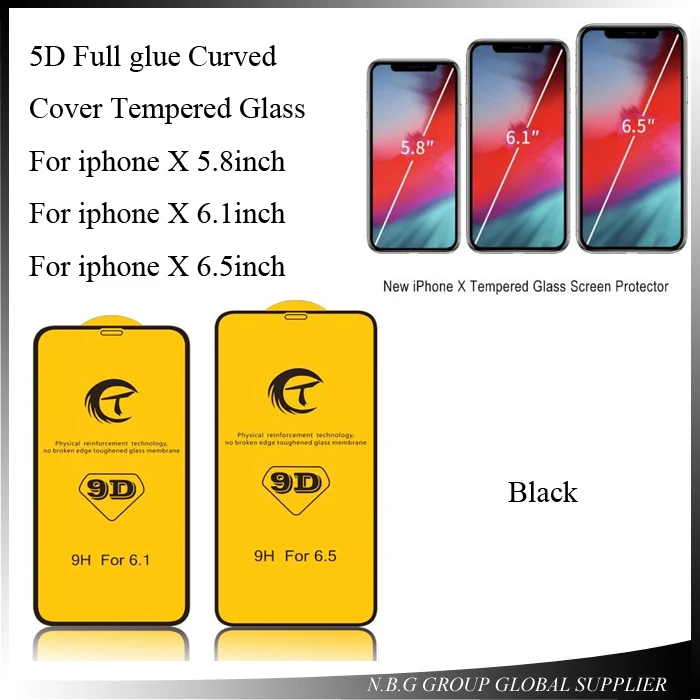10 шт./лот 9D 9 H ультра-тонкий закаленное стекло для iphone X защита экрана Защитные пленки для стекла для iphone X 6,1 дюймов 6,5 дюйма