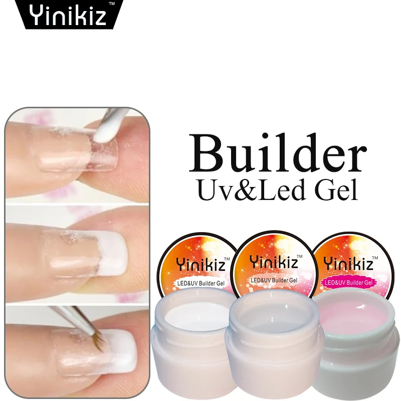 

Yinikiz 3 Colors 8ml UV Builder Gel Crystal False Nails Transparent Clear Uv LED Gel Nails Art Manicure Extension Glue