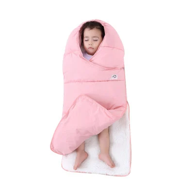 Спальный мешок для малышей, зимний конверт для новорожденных, спальный мешок, хлопковая складная детская коляска, спальный мешок на молнии - Цвет: Розовый