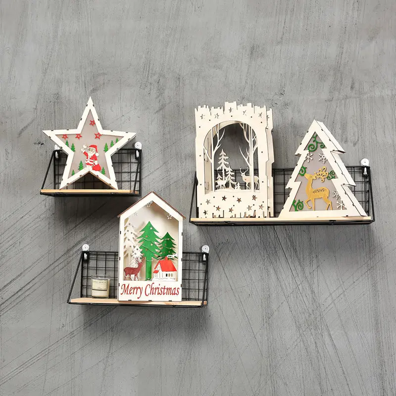 

LED Wooden House Ornaments Luxury Christmas GiftS For Friend New Year Showcase Kids Bedroom Decor Christmas Decorations for Home