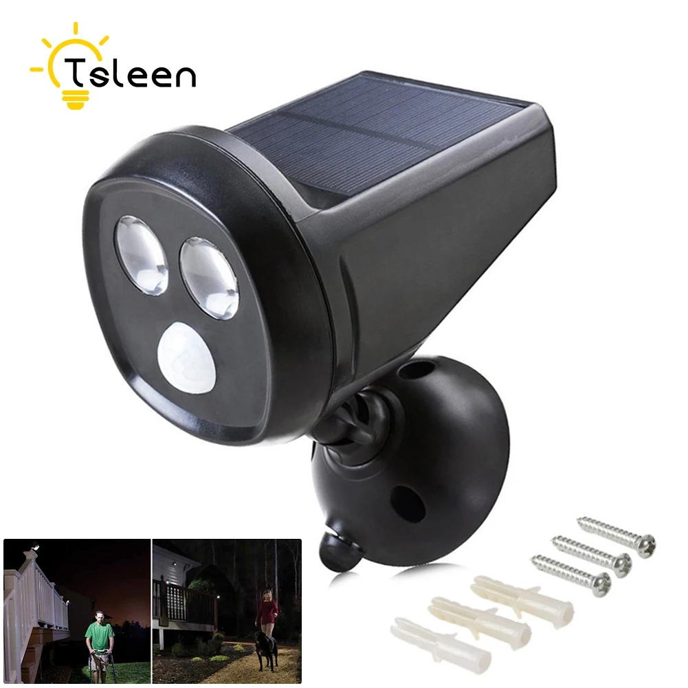 

TSLEEN LED Solar Lamp Waterproof Solar Light PIR Motion Sensor Built in 18650 Batteries Outdoor Wall Lamp Security Spot Lighting