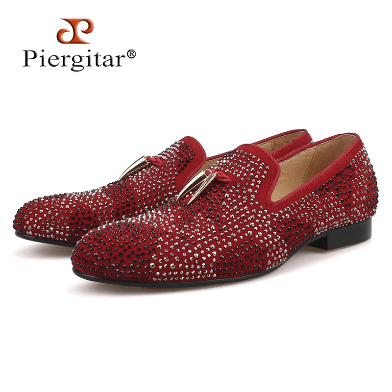 Zapatos de ante rojo y negro para hombre, mocasines con borlas doradas y cristales boda y fiesta, novedad|shoes men|shoes men flatshoes with - AliExpress