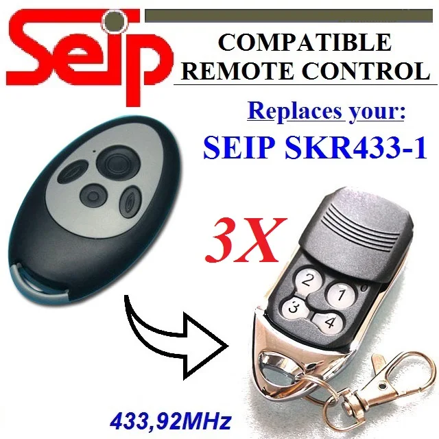 

3PCS SEIP SKR 433-1 garage door remote control 433.92Mhz gate opener