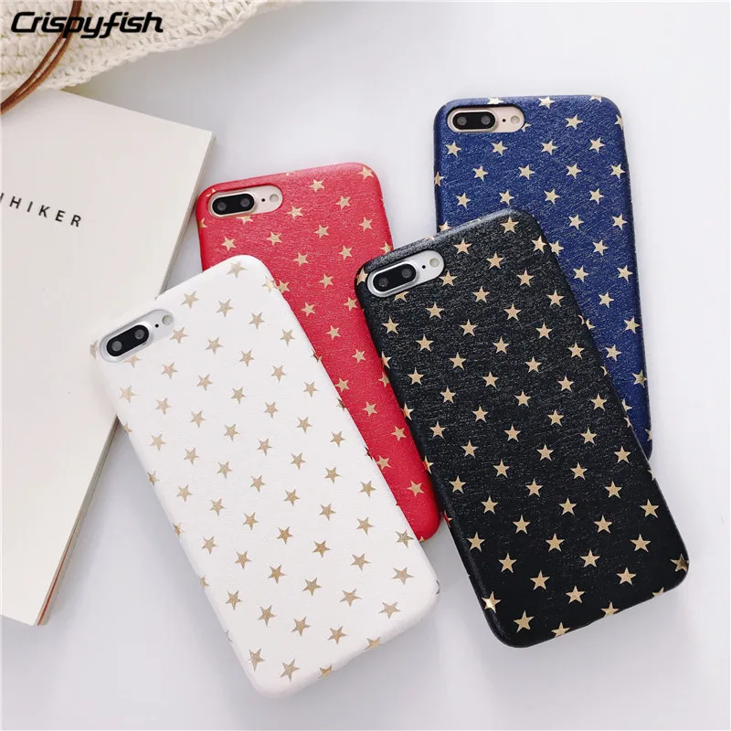 

Crispyfish Five Pointed Star Soft TPU Case For iphone 7 8 plus Fashion Matte Ultra-thin Silicone Cases For iphone 6 6S Plus X