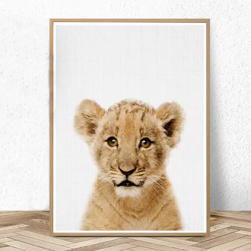 Lion Cub Print Safari Nursery Decor Baby Animal Wall Art Pictures Large Poster Modern Posters And Prints Kids Bedroom Decoration
