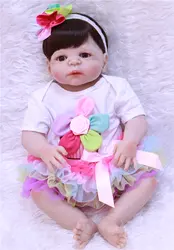 55 см полный силиконовые Reborn Baby Doll Настоящее Bebe девочка возрождается bonecas играть дома купаться игрушка для новорожденных подарок на день