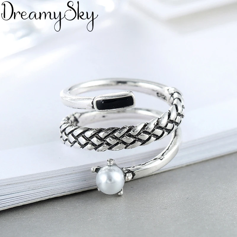 

Bijoux Vintage 925 Sterling Silver Multi-layer Ring For Girl Ladies Adjustable Size Statement Ring Wedding Party Jewelry Anillos