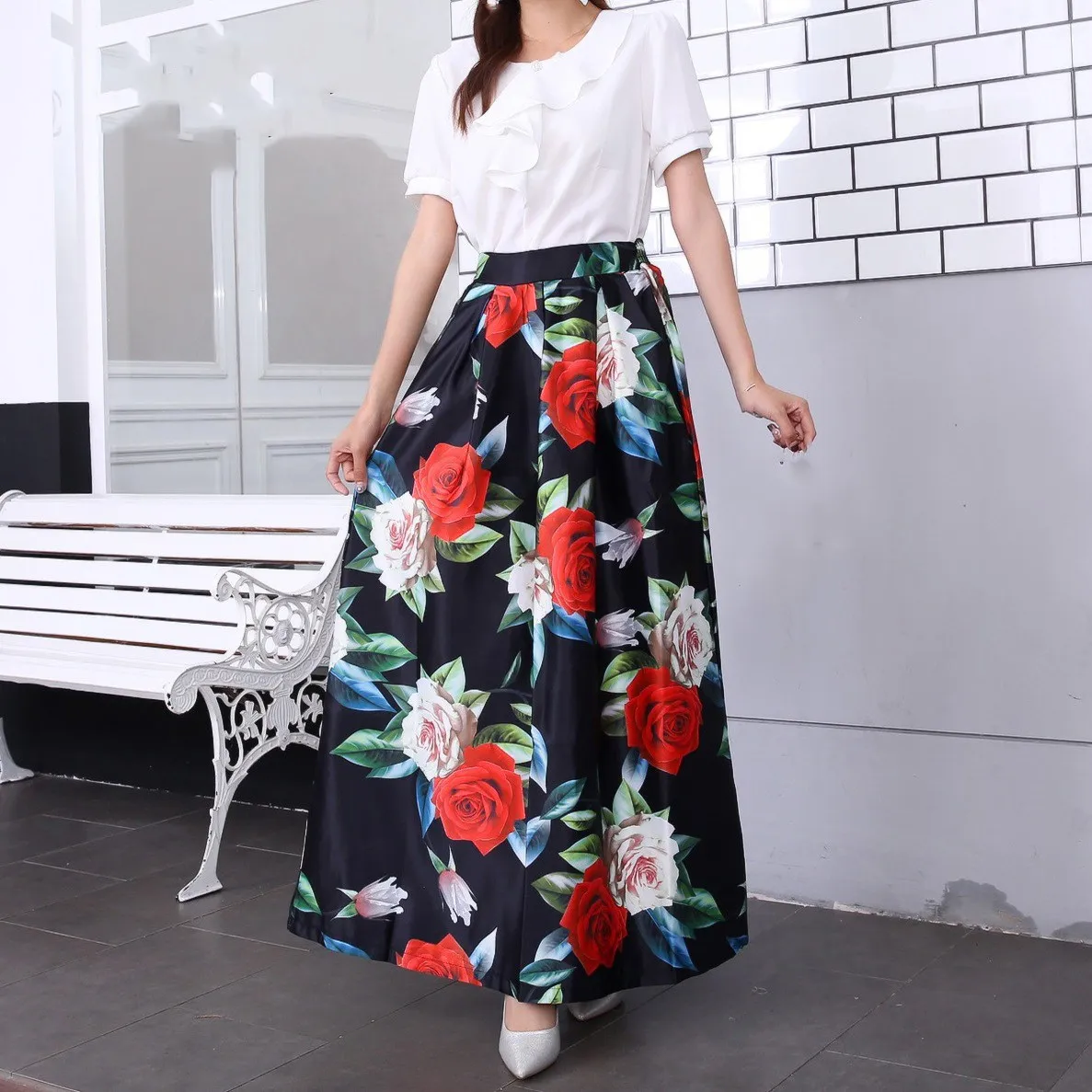 Женская уличная юбка большого размера плюс вечерние юбка макси с карманами летняя винтажная юбка А-силуэта с высокой талией юбка с принтом