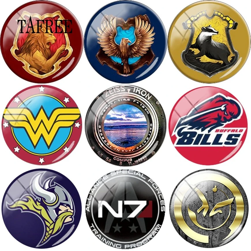 

TAFREE 25mm Fashion Cool Pattern Picture Round Glass Canochon High Quality Keychains Necklaces Jewelry Components