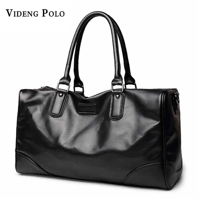 Videng Polo Brand Pu Leather Handbag Men Travel Bag Quality Large Videng Polo Brand Pu Leather Handbag Men Travel Bag Quality Large Capacity Black Women Duffle