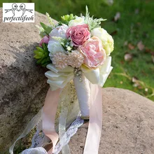 Perfectlifeoh Букеты Свадебные Романтический букет невесты суккулентов букет шикарные свадебные шелковые цветы