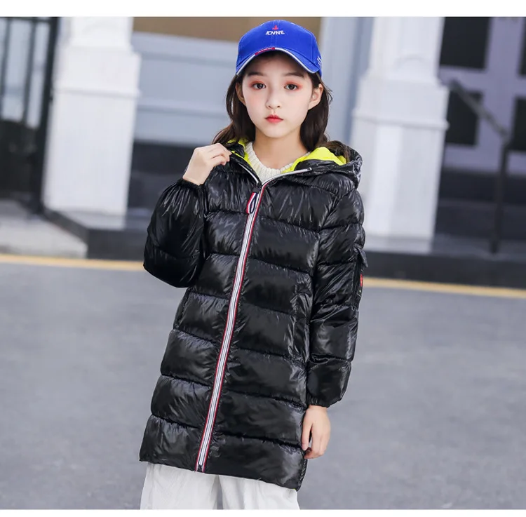 Winter Children's Down Jacket Teens Girls Boys Warm Cotton-padded Thicken Hooded Parka Coat Kids Long Windproof Outerwear