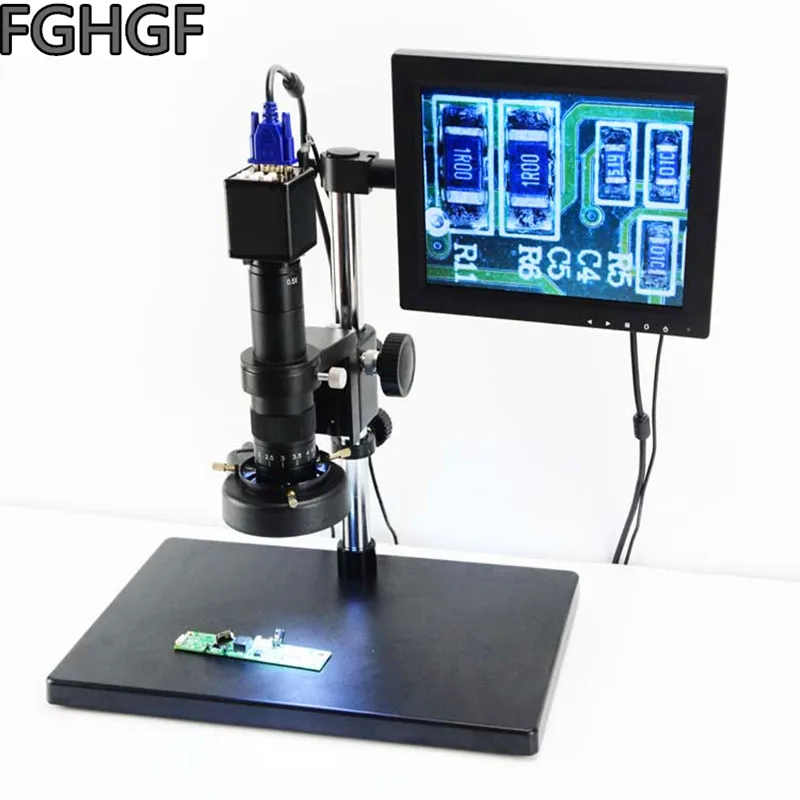 

FGHGF Video Microscope Electronic PCB Soldering C Interface 0745 Zoom Lens With 8-inch Display 2 Million Pixel VGA Camera