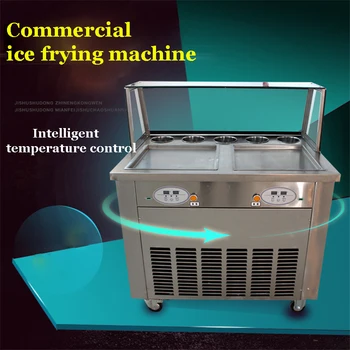 

220 v 110 v 35 cm square double pan fried ice cream machine ice cream machine roll double roll compressor milk