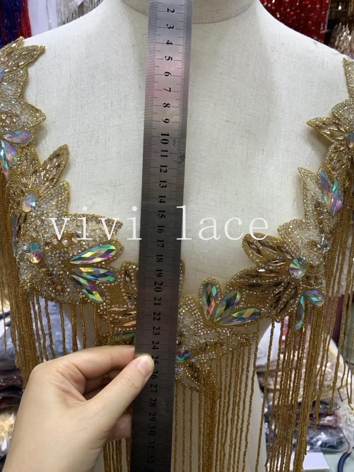 buy yy313 new color 5 pcs bag golden neck decoration tassel fringe 20 22cm width for ball gown decoration dress fashion designer