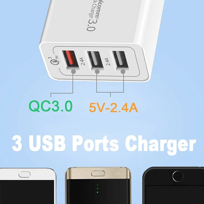 Quick Charger 30W QC 3.0 Fast Chargers For Samsung S9 S8 Xiaomi Redmi 4X 5 iPhone X 8 Plus 6 7 iPad Universal USB Power Adapter