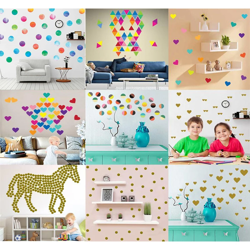 

New Decorative Small Stickers Dumb Gold Dot Love Multicolored Love Triangle Wall Stickers Home Decoration