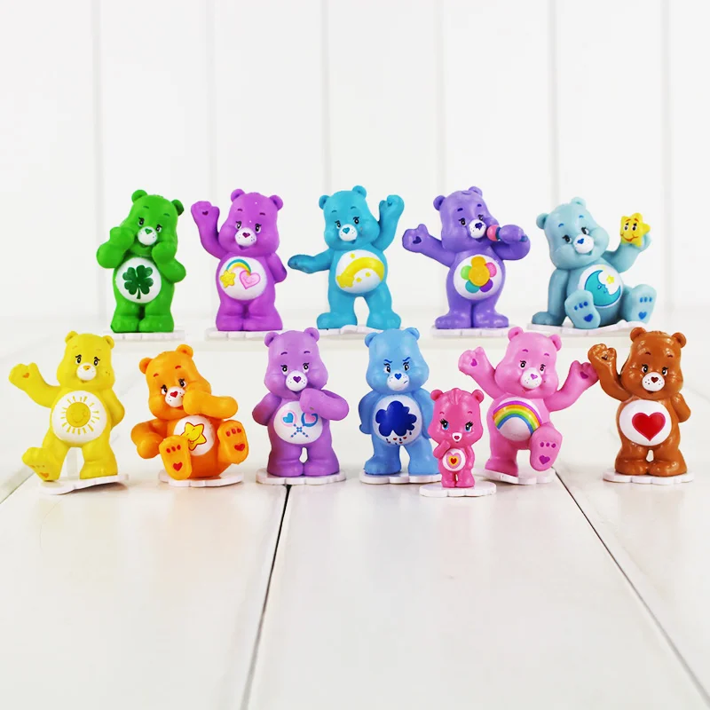 

12pcs/set Cartoon Care Bear PVC Figure Toys Mini Action Model Dolls Collectible Kawaii Animal Bear Toys Best Kids Birthday Gifts
