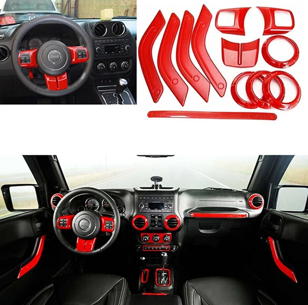 12 шт. аксессуары для Jeep Wrangler JK внутренняя отделка/дверная ручка/Внутренняя