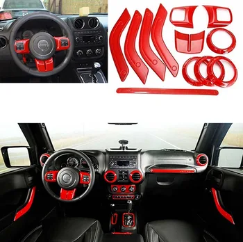 

12pcs For Jeep Wrangler JK accessories Interior Trim/ Door Handle/ Cover Inner/ Passenger Seat Handler/ Center Console Trim