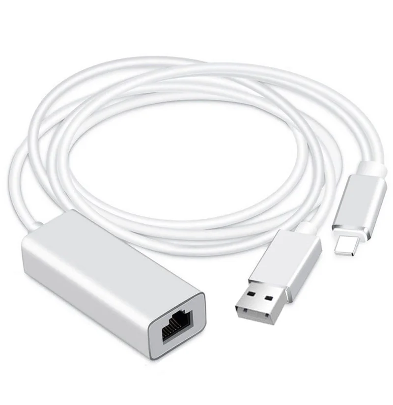 Для iPhone 11 Pro MAX XS MAX XR для iPad RJ45 Ethernet LAN проводной сетевой кабель адаптер с зарядкой или USB подключение камеры - Цвет: With USB Port