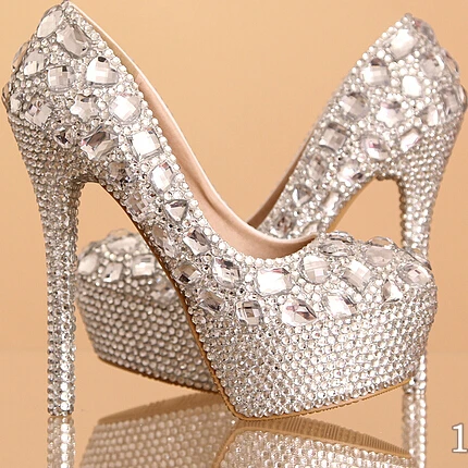 Women Pumps Fashion Crystal Shoes Wedding White Bridal Women Pumps Fashion Crystal Shoes Wedding White Bridal Comfortable Platform Rhinestone High Heels Party In S From