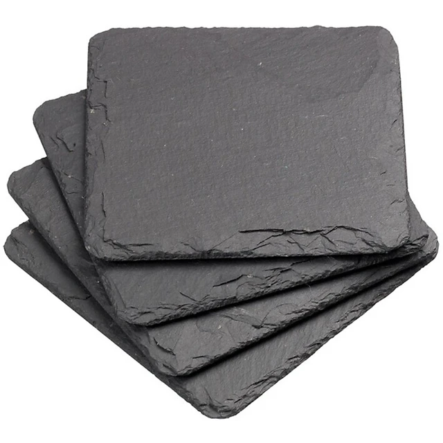 Black Slate Table Mats And Coasters Discounted setup