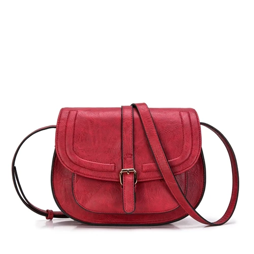 Сумки на плечо для женщин роскошные женские седельные сумки из искусственной кожи винтажная сумка через плечо женская однотонная женская наплечная сумка | CT20154 - Цвет: Red