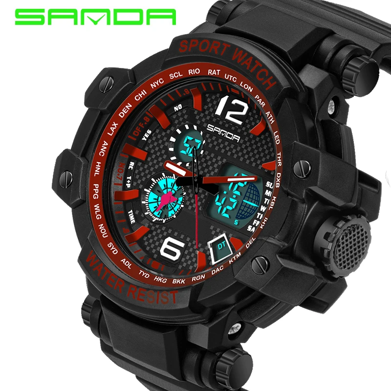 

SANDA Men's Chronograph Analog Quartz Watch with Date, Waterproof Silicone Rubber Strap Wristswatch for women