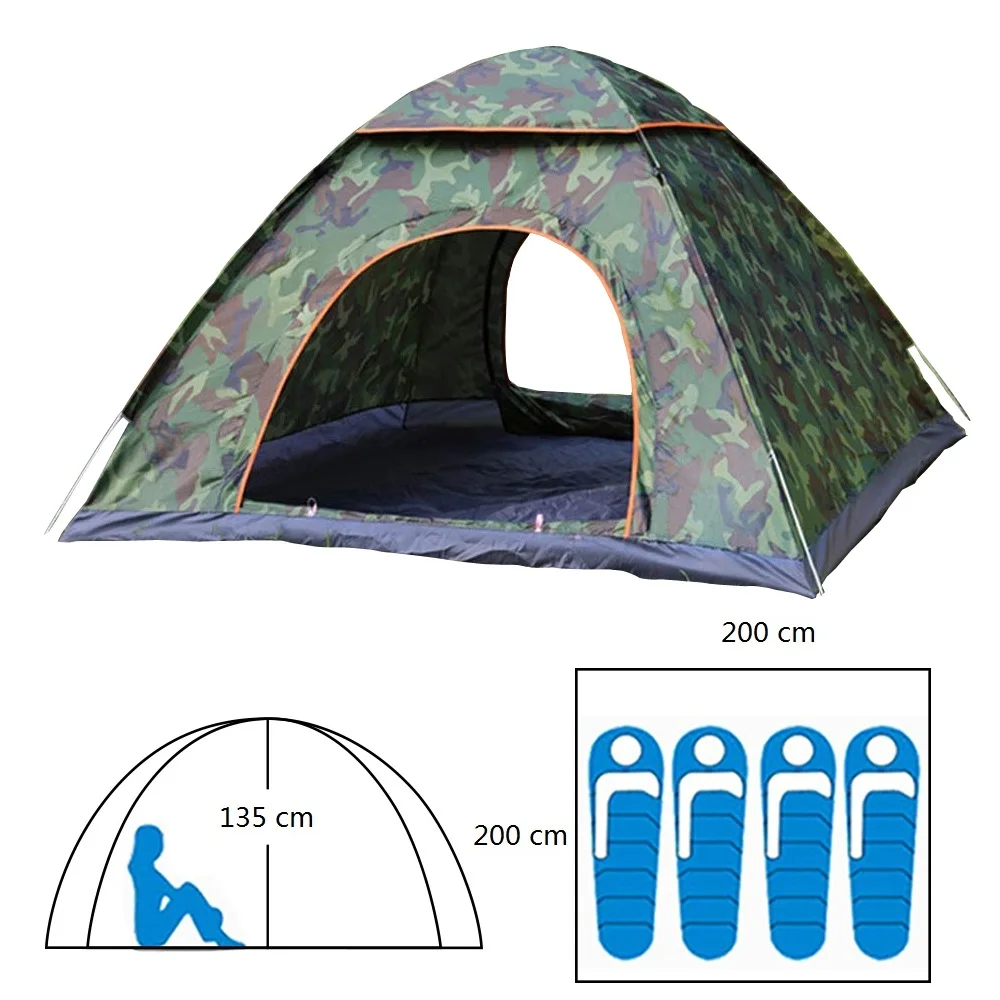 3-4 человека кемпинговая палатка Автоматическая всплывающая палатка для уличного кемпинга палатка Водонепроницаемая Складная кемпинговая палатка, 200x200x135 см