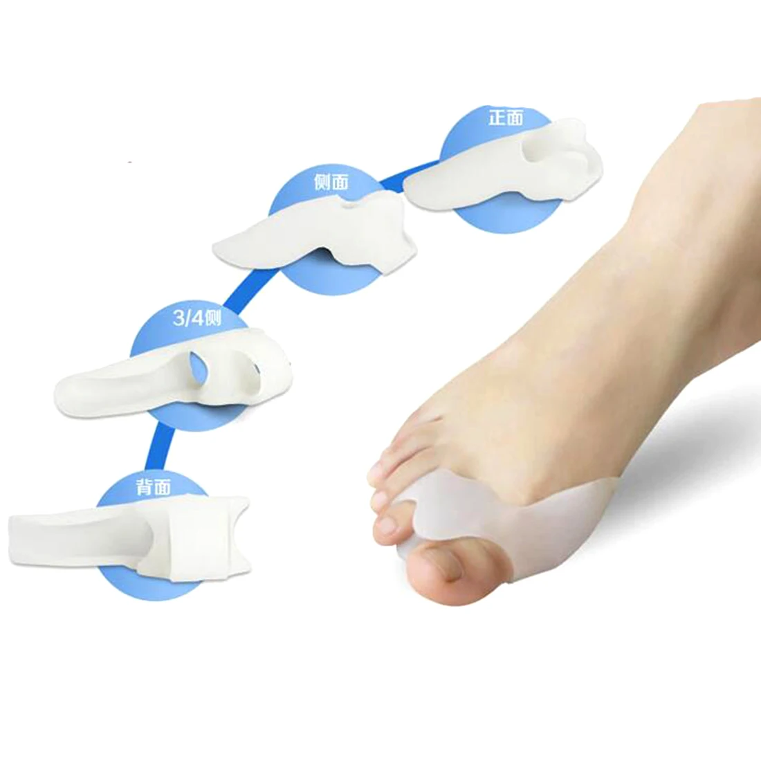 

Good 2pcs Silicone Gel Foot Fingers Toe Separator Thumb Valgus Protector Bunion Adjuster Hallux Valgus Guard Feet Care Massager