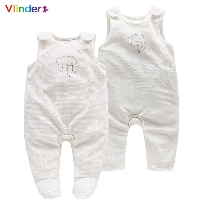 

Vlinder 2017 New Fashion Newborn Baby Boys Girls Spring Autumn Clothes Sleeveless Suspender Jumpsuit Clouds Stars Botton Infant