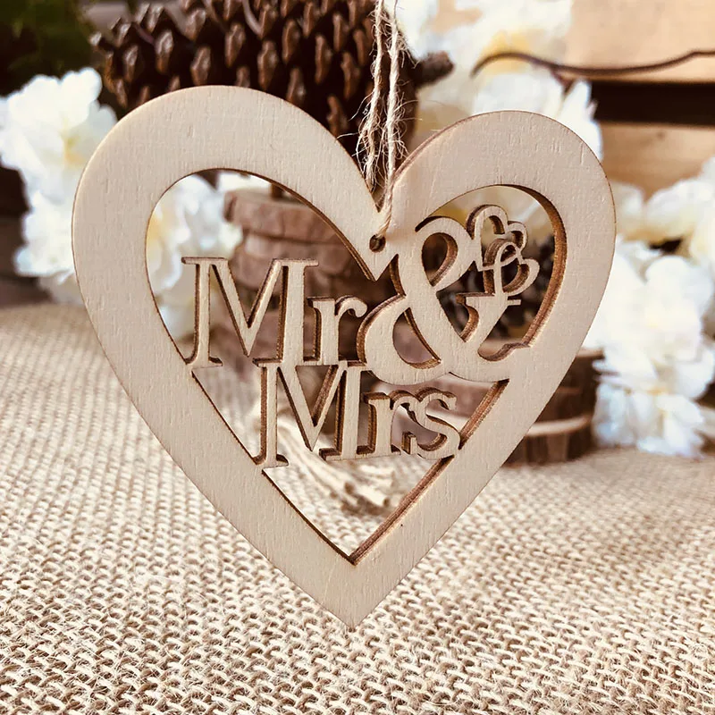 wood heart MR MRs Wedding tag (10)