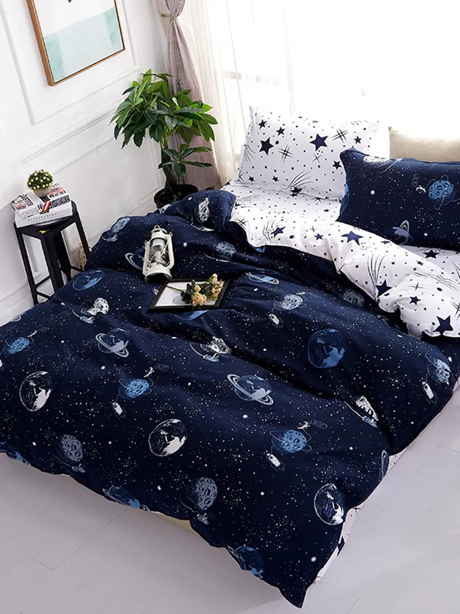 

4 Pcs Bedlinens Set Modern Delicate Star Themed Comfortable Soft Bedding Set