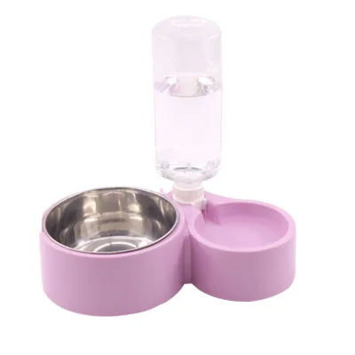 Устройство для кормления собак Нержавеющая сталь Еда и waterbowl для домашних животных собак и кошек висит Нескользящие миска для кота, собаки Еда миска для домашних животных autodrinker - Цвет: Pink