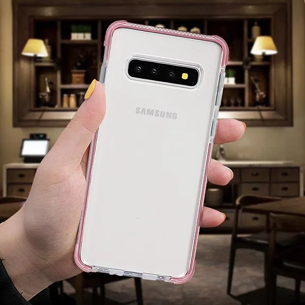 SUYACS противоударный Прозрачный чехол для телефона для samsung Galaxy S10Plus S10e S10 для iPhone XR XS Max XS Мягкий ТПУ чехол для задней панели телефона - Цвет: Pink