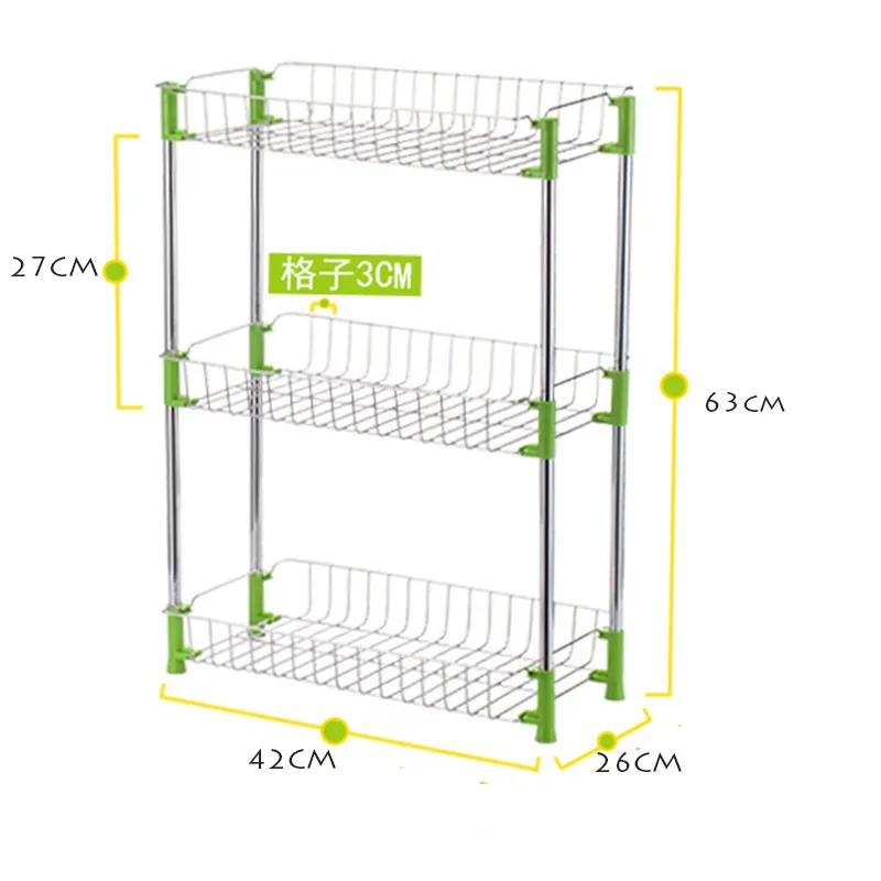 Креативный трехслойный квадратный стеллаж для хранения многоцелевой посуды кухонные принадлежности для овощей и фруктов