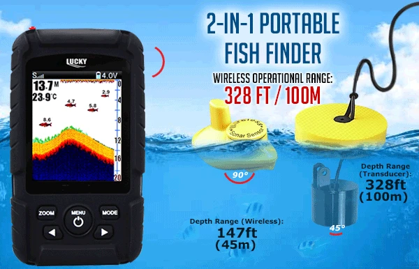 Lucky ff718lic 2-em-1 colorido fishfinder sem fio