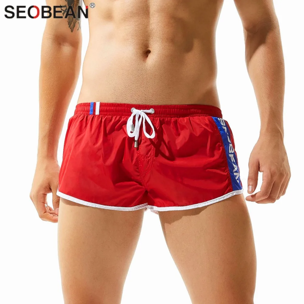 SEOBEAN Shorts Men's Beach Shorts Quick Dry Nylon Fabrics Men Board Shorts Homme Casual Style Loose Joggers Shorts 6
